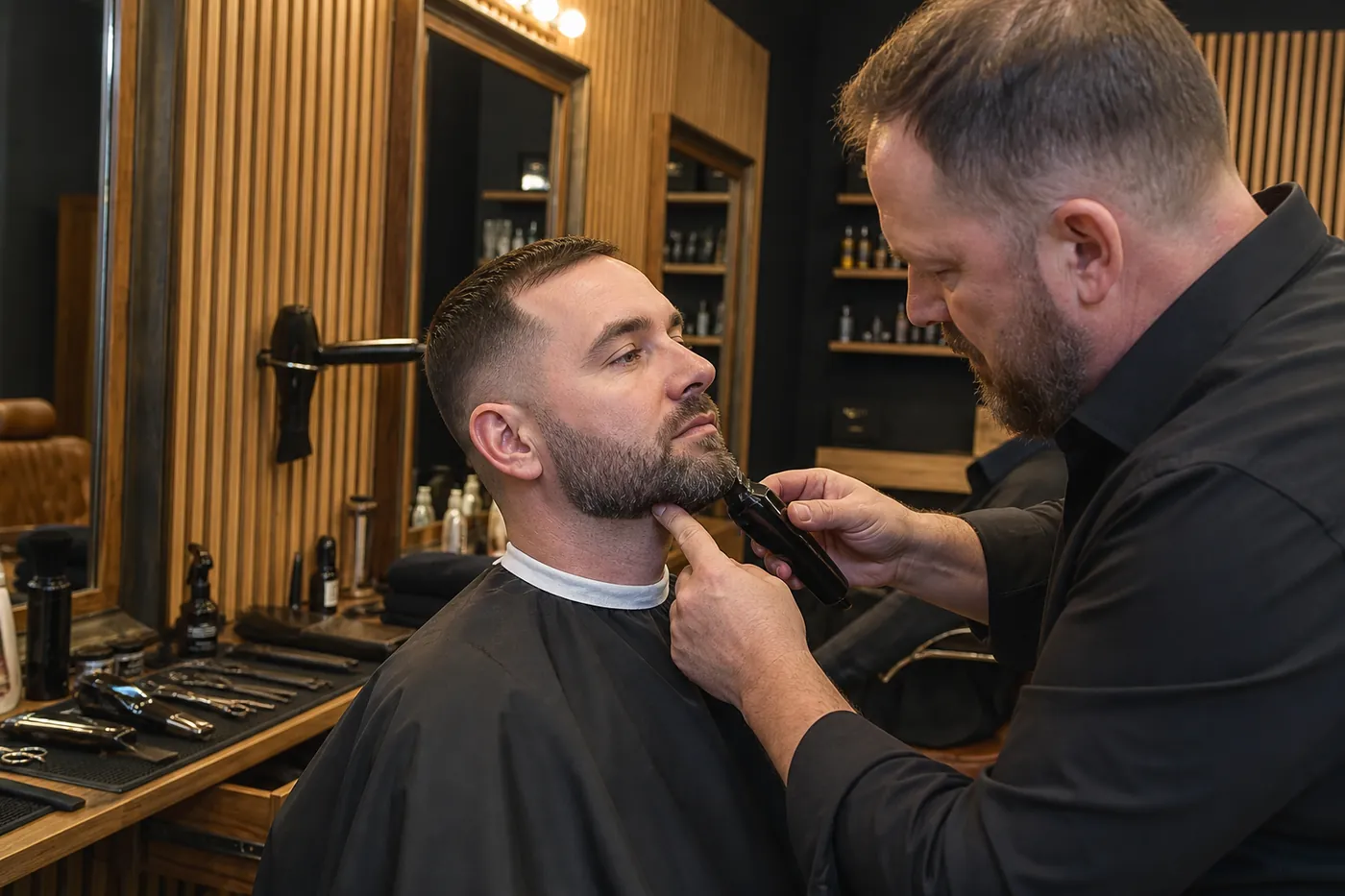 Perfilado de barba con máquina en SportMan, Granada.